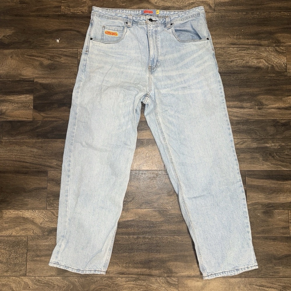 Empyre Light-Wash Loose Baggy Relaxed Skate Jeans Men's Size 36x30 Pockets Logo